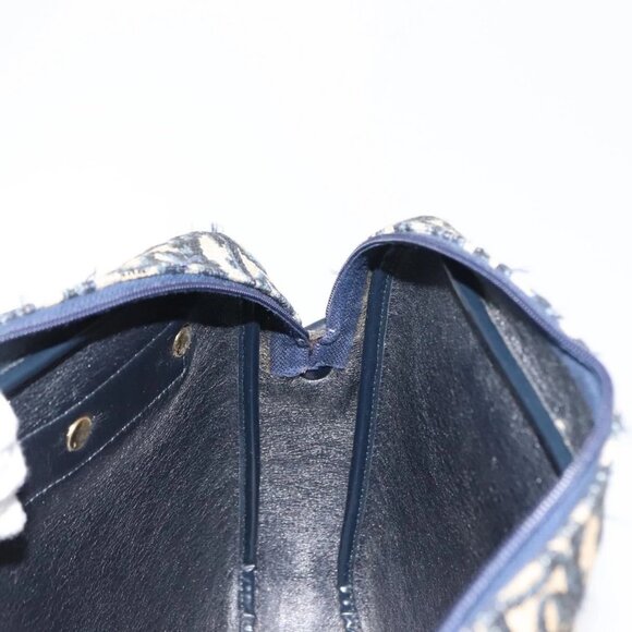 Christian Dior Trotter Canvas Shoulder Bag Navy Gold Auth 146485 - Picture 13 of 16